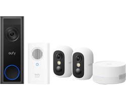 eufy Video Deurbel C30 + eufyCam C35 - Incl. 2 Camera, HomeBase Mini, Chime & SD Kaart – Beveiligingsset – Voordeelbundel