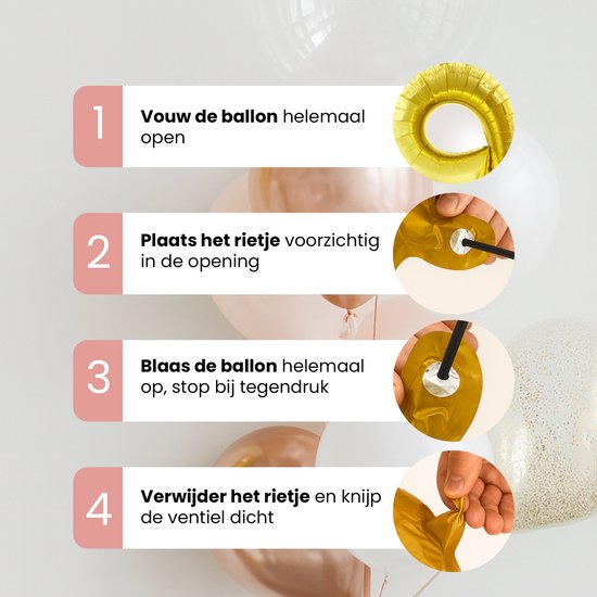 Instructies voor het oppompen van een ballon met een rietje