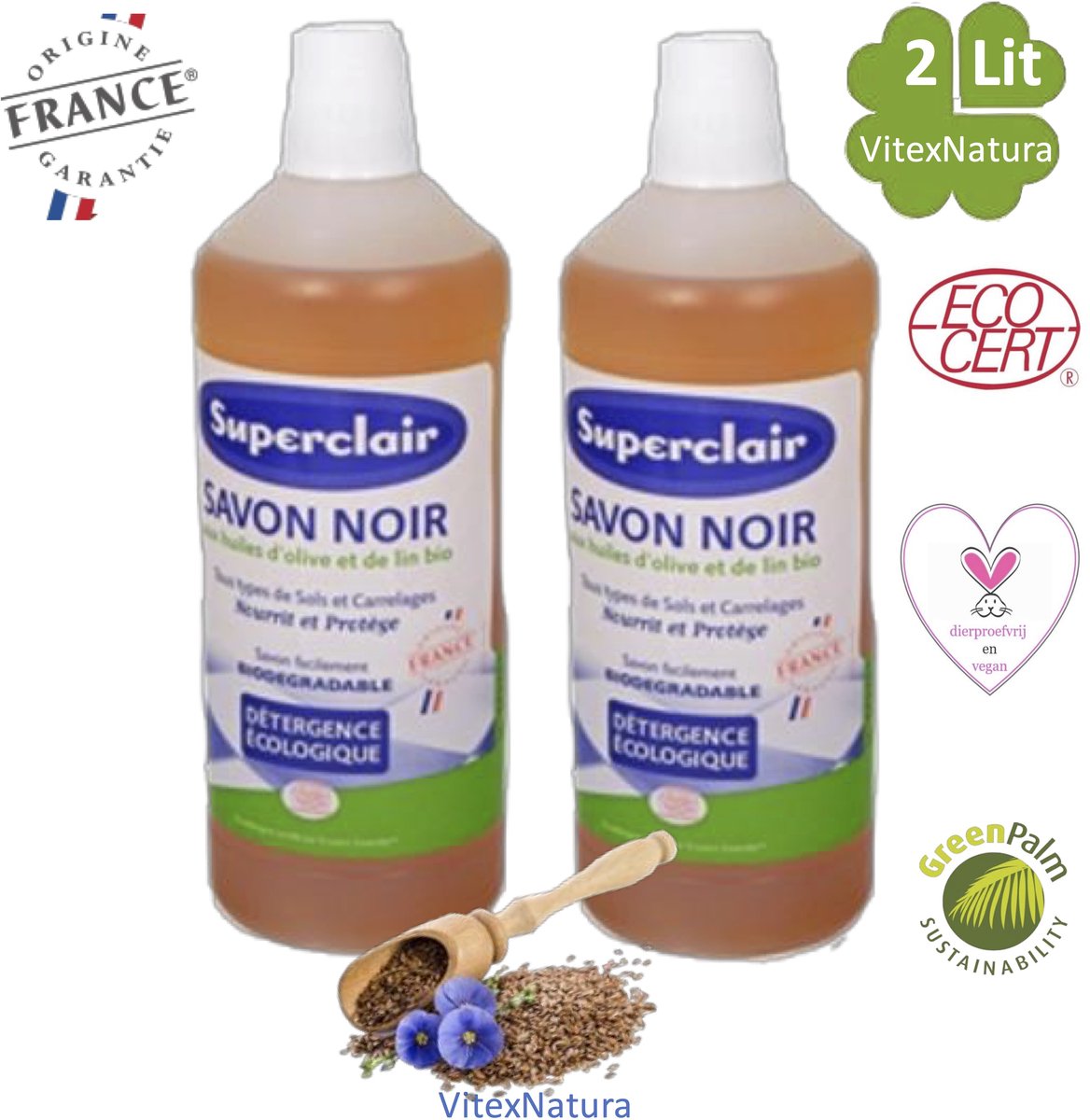 Savon Noir Traditionele Vloeibare zwarte huishoud zeep 2 Lit | Multifunctioneel schoonmaakmiddel | Biologisch afbreekbaar | Superclair