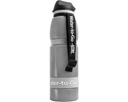 Waterfilter Fles 1 Liter Grijs – Outdoor Waterfilter voor Reizen en Backpacken – Filtert Virussen, Bacteriën, PFAS en Microplastics – Veilig Drinkwater in Buitenland en Natuur – Duurzame BPA Vrije Drinkfles – Filter tot 200 Liter - WatertoGo