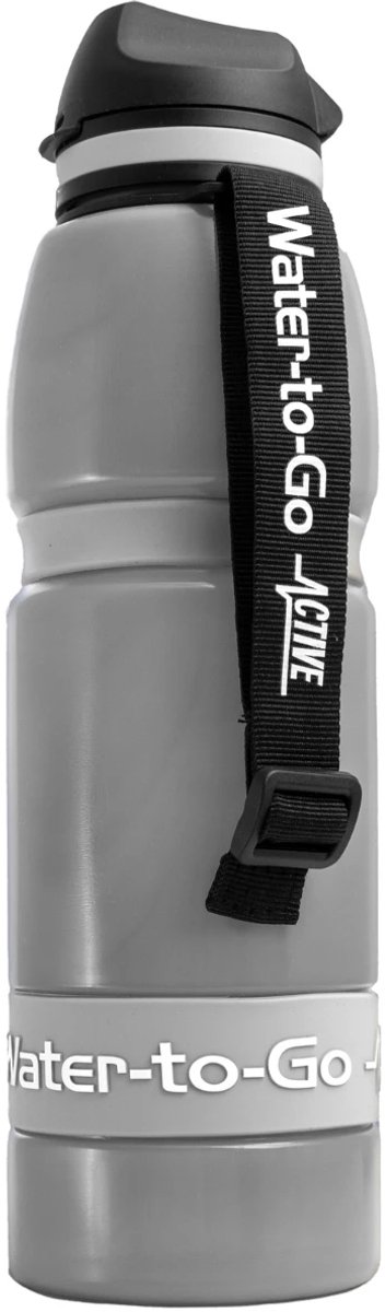 WatertoGo Active Fles 1 Liter – Grijs – Met Filter – Duurzame BPA-vrije Drinkfles – Ideaal voor Sport, Reizen & Outdoor - Noodpakket