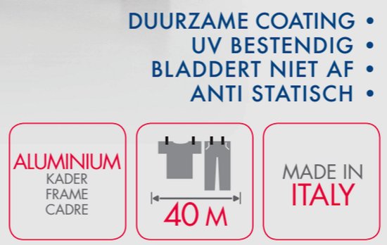 Tomado - Droogtoren Ciclone - 40 meter drooglengte - Zilvergrijs - Inklapbaar - Met haken voor kledinghangers - Aluminium en metaal - 5 jaar garantie