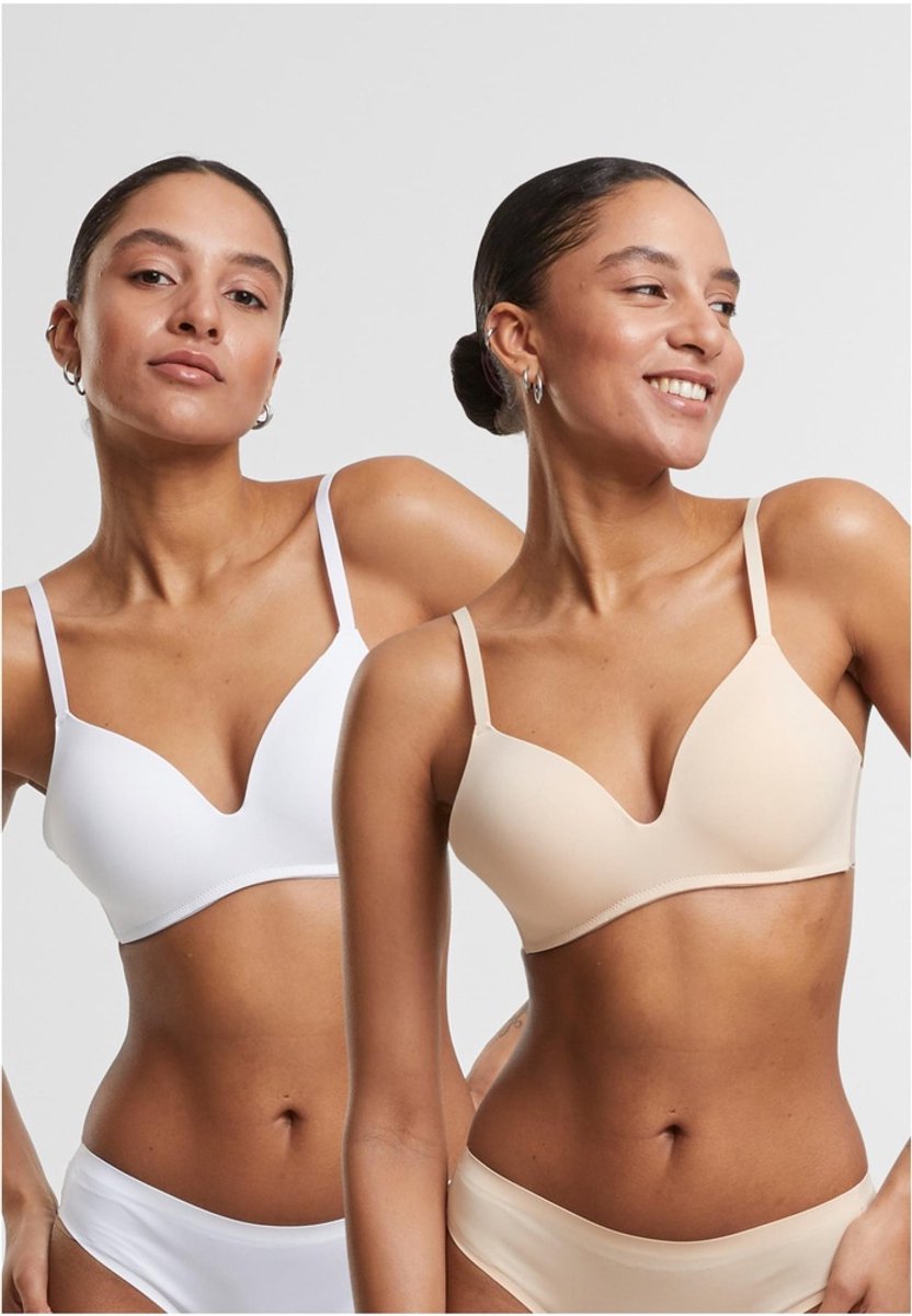 Urban Classics - Basic padded 2-Pack BH - 85D - Wit/Beige