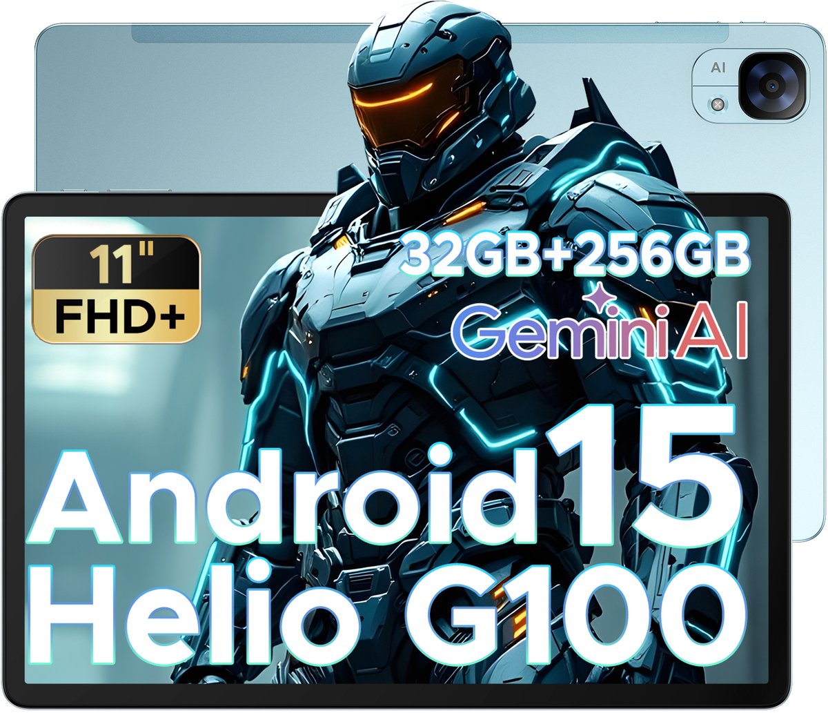 Doogee Tab E3 -Tablet-Android 15- 11 inch 90Hz FHD+ - 4G LTE-Gemini AI-32GB ROM+256GB ROM（2TB TF）-Helio G100-8800mAh/18W-Dubbele luidsprekers-Face ID-5G Wi-Fi-A GPS-GPS-Blauw