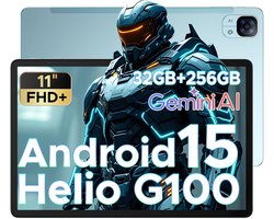 Doogee Tab E3 -Tablet-Android 15- 11 inch 90Hz FHD+ - 4G LTE-Gemini AI-32GB ROM+256GB ROM(2TB TF)-Helio G100-8800mAh/18W-Dubbele luidsprekers-Face ID-5G Wi-Fi-A GPS-GPS-Blauw