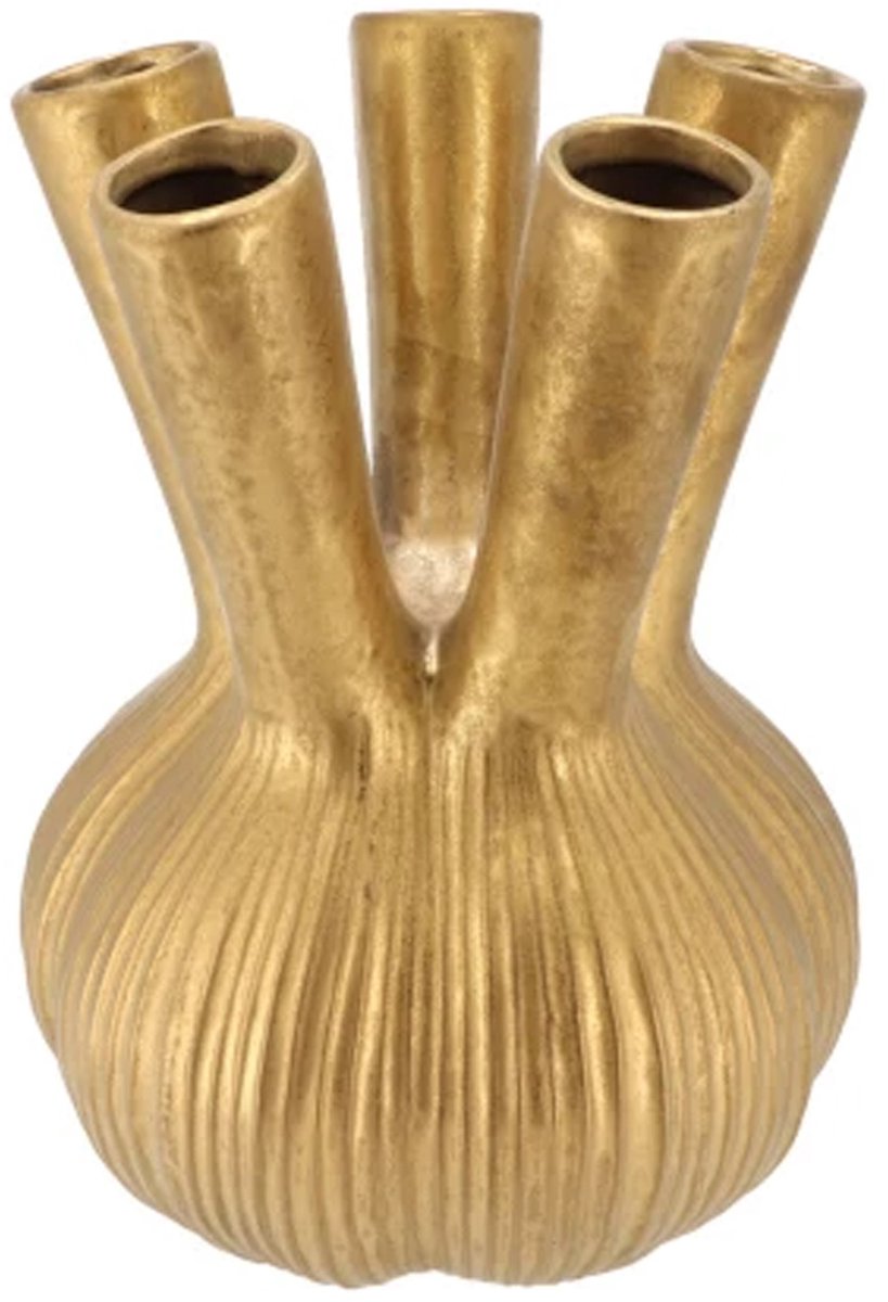DK design Bloemenvaas Aglio Straight - vaas voor tulpen - goud - 26 x 35 cm - toetervaas