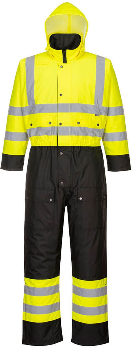 Portwest Hi-Vis Tweekleuren Overall - Gevoerd S485 - Geel/Zwart - XXL