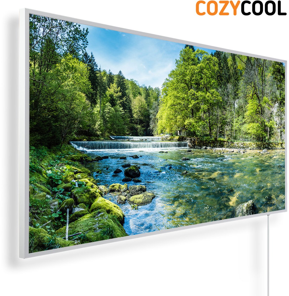 Infraroodpaneel met afbeelding | Areuse rivier in Zwitserland | 1200 Watt | Witte lijst | Infrarood verwarmingspaneel | Infrarood paneel | Infrarood verwarming