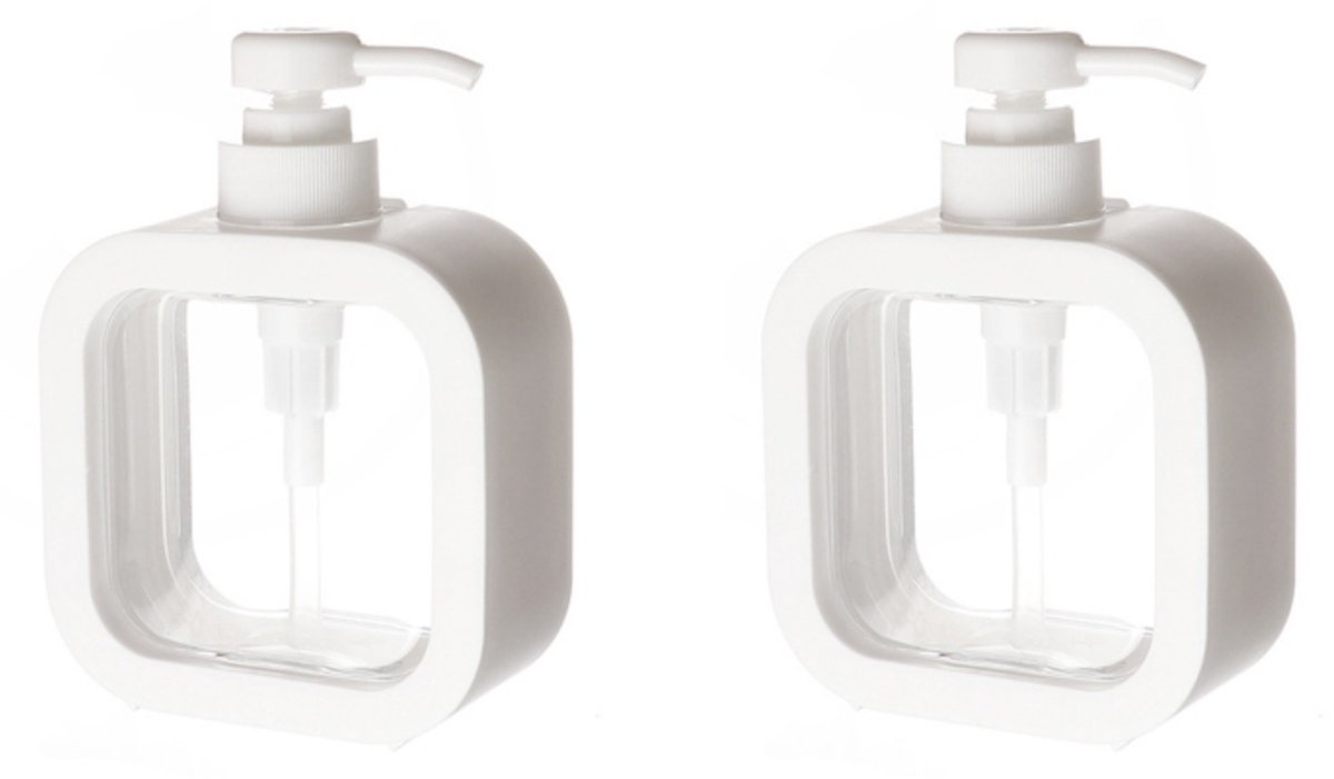 EXCITAT Handzeepdispenser - Zeepdispenser - Push On Zeepdispenser - 300ml - voor Badkamer, Kantoor, Aanrecht, Keuken - 2 Pack - Wit