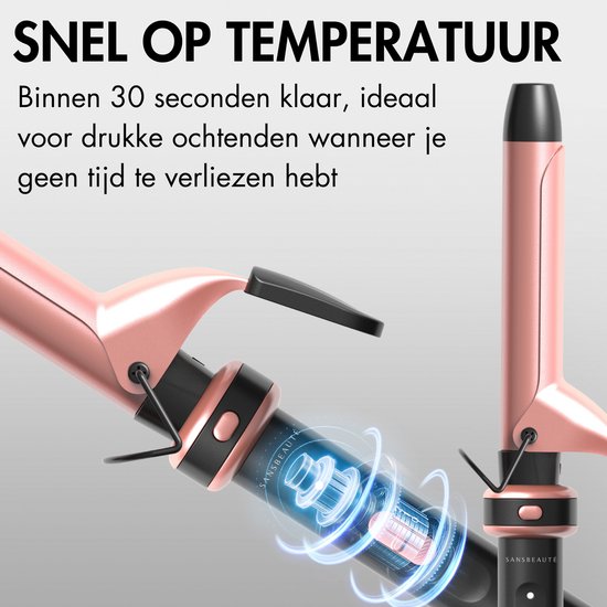 Sansbeauté® 6 in 1 Krultang met Klem - Keramische Haarkruller - 13mm tot 38mm - Beach Waves - Wavy Hair - Krultangen 32mm 25 mm 19 mm - Blowout Brush - Haarstyler - Hair Curler - Dunne en Dikke Krultang - Mini Krultang - Krultang Kort Haar