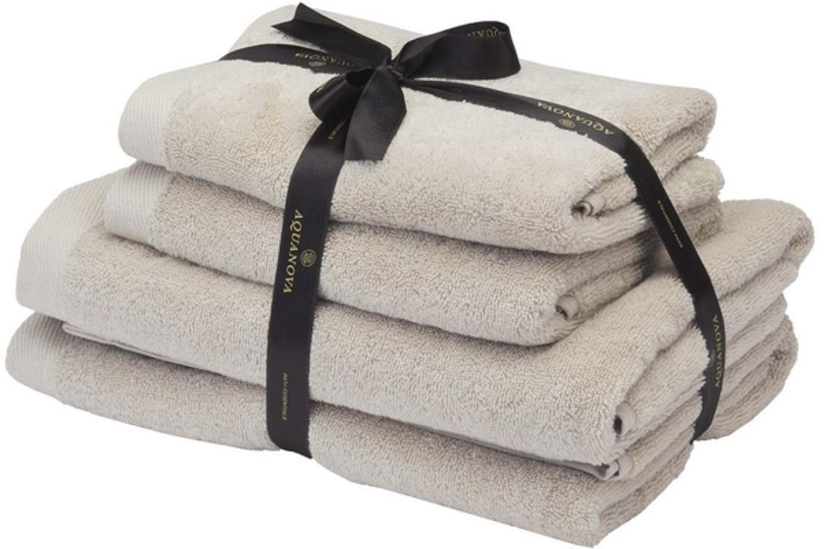 Aquanova Rio - Handdoek bundel - GOTS KATOEN - 2x 50x100 + 2x 67x130 cm - Beige