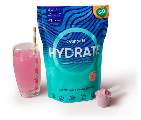 Orangefit Hydrate Elektrolytenpoeder - 300gr (40 porties) - Sportwater Met Red Fruit - BCAA & Elektrolytes - Sportdrank Poeder van Merkloos — afbeelding 2