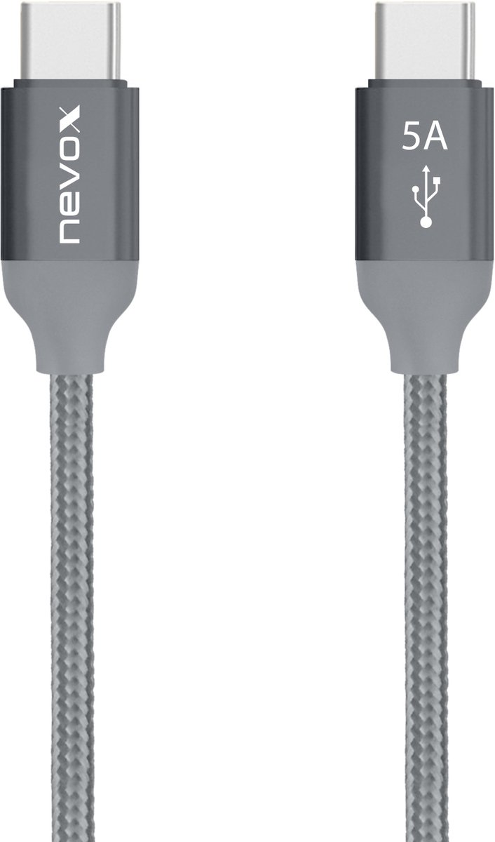 nevox 1653 USB-kabel USB 2.0 1 m USB C Grijs, Zilver