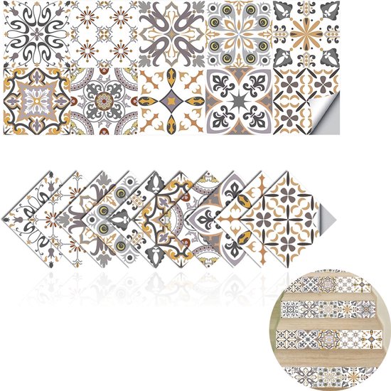 20 stuks Plaktegels - Tegeltickers - Retro Tegelstickers - Zelfklevende 3D Muurstickers Keuken - Keuken - Badkamer - 10×10cm - Tegelstickers premium - PVC