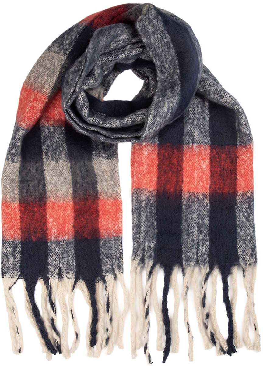 Clayre & Eef Wintersjaal Dames 50x210 cm Rood Textiel