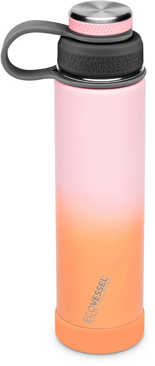 EcoVessel - The Boulder 24oz / 709ml - TriMax Geïsoleerde RVS Fles met Schroefdop & Uitneembare Zeef- Coral Sands