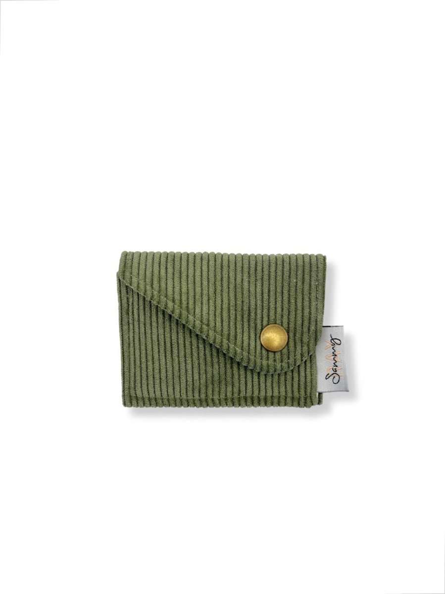 Portemonnee - Groene rib - Mini portemonnee dames - Portefeuille dames - Duurzaam cadeau - Cadeau voor vrouwen verjaardag - Cadeau voor haar - Cadeau voor vriendin - Handmade cadeau