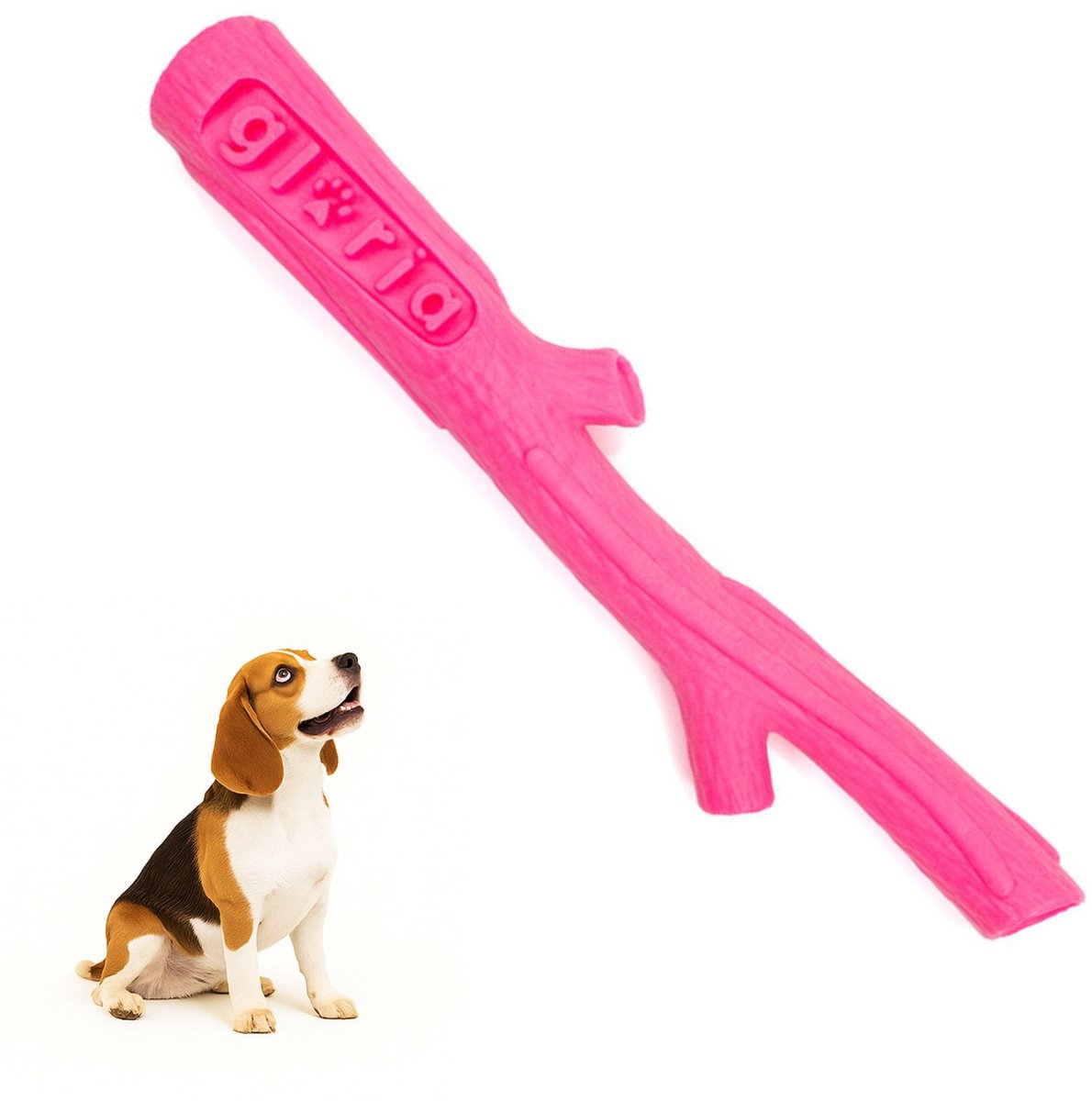 Gloria Play and run – Honden speelgoed – Apporteerspeelgoed – Superflexi schuimrubberen houten stok – Roze – Maat M – 27.5cm