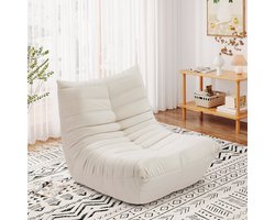 Vloerfauteuil – Zitzak – Poef – Lounge Stoel – Bodemstoel – Beige – Ergonomisch Ontwerp – Zachte Sponsvulling