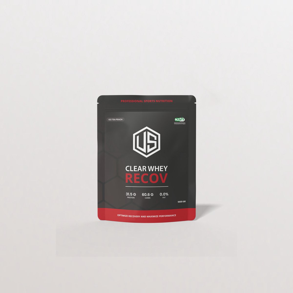 Ultimate Shape - Clear Whey Recov, Ice Tea Peach - Dopinggetest - NZVT- Recovery - Recov - energie - spierherstel - kracht - whey - spieropbouw