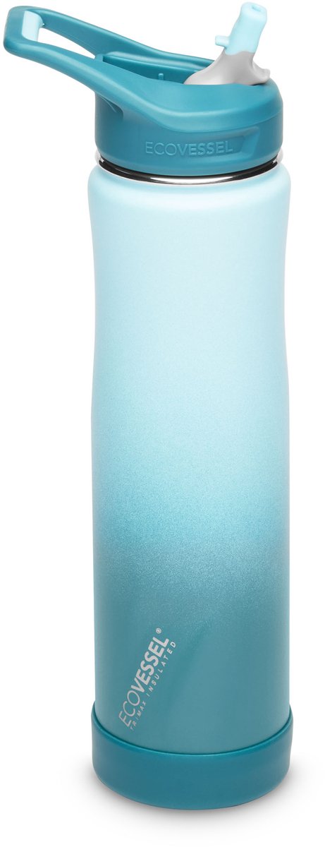 EcoVessel - The Summit 24oz / 709ml - TriMax Geïsoleerde RVS Fles met Rietje - Forest Horizon