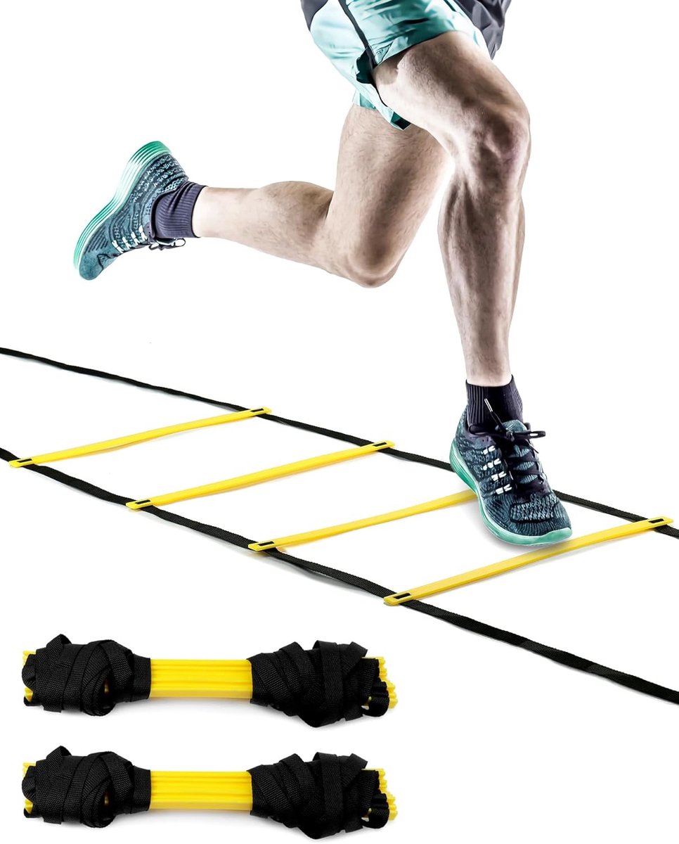2-Pack bijpassende ladders met draagtas - 6M 12-sports trainingsladder - Voetbal trainingsaccessoire