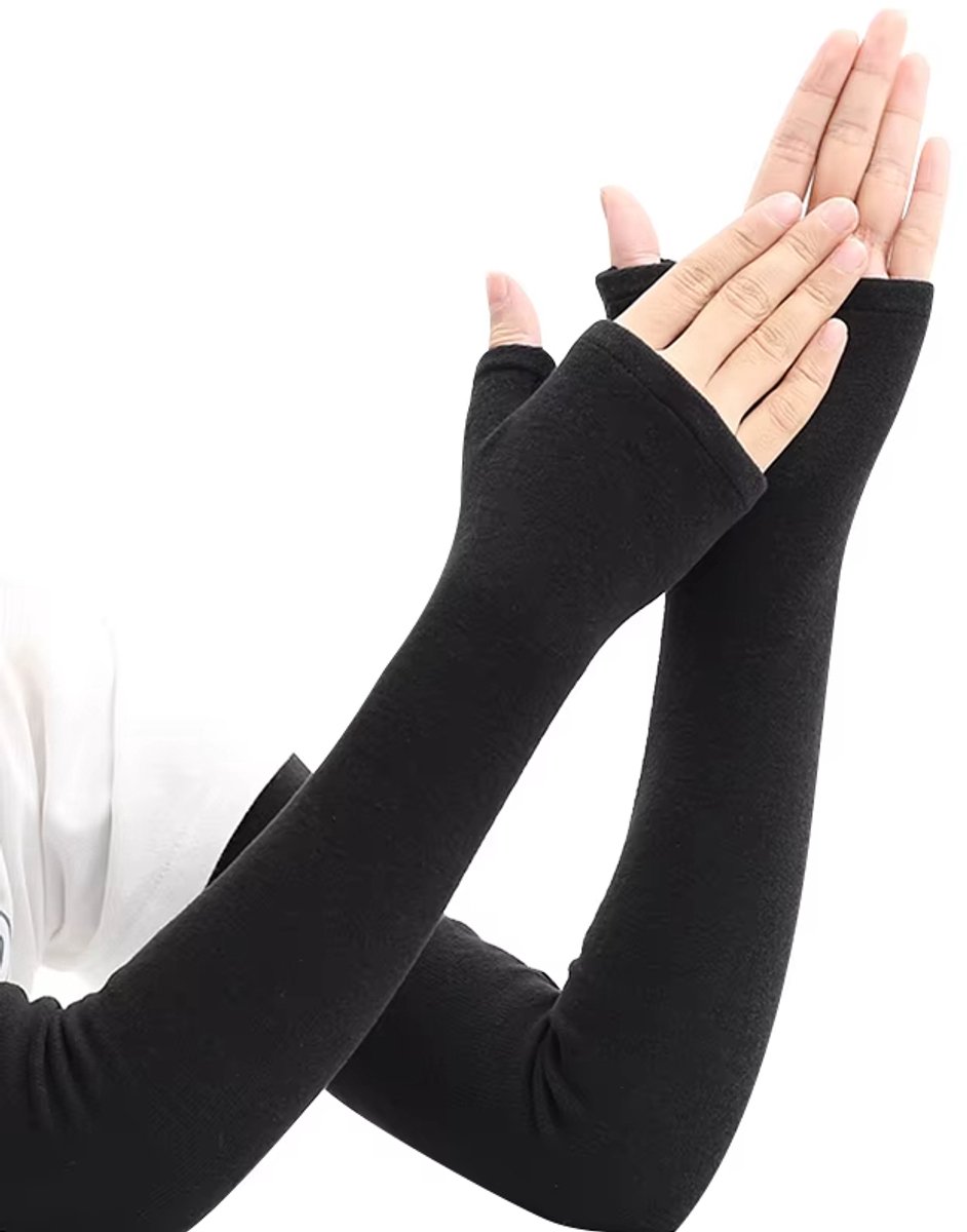 Warme Kasjmier Armmanchetten voor Dames – Gebreide Mouw Verlengers voor Winter – Elleboogbescherming & Polswarmers voor Autorijden en Buitenactiviteiten Zwart