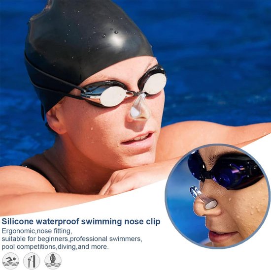 LJFEA Lot De 5 Pince-Nez Natation Silicone – Antidérapant, Confortable, Réutilisable, Bleu, Pour Adultes Et Enfants