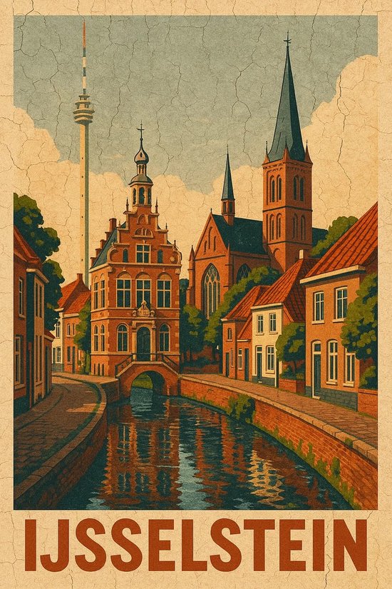 IJsselstein Poster - Steden Posters - Nederland - Tekst - Sint-Nicolaaskerk - Wanddecoratie Woonkamer - 180 gram papier - S6640WV - Formaat 50 x 70cm