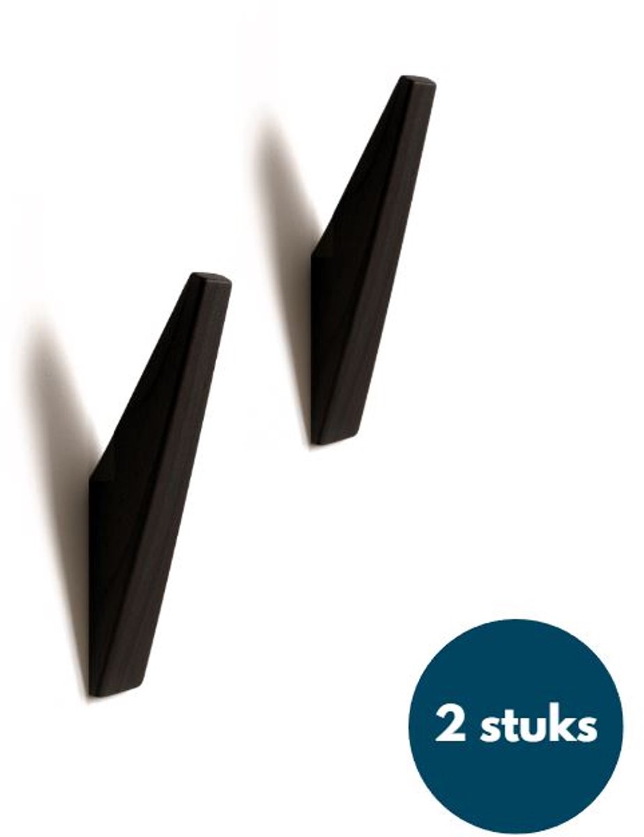 Houten Wandhaken - Vintage kapstokhaken - Ophanghaken - Handdoekhaken - Jashaken - 2 stuks - Zwart