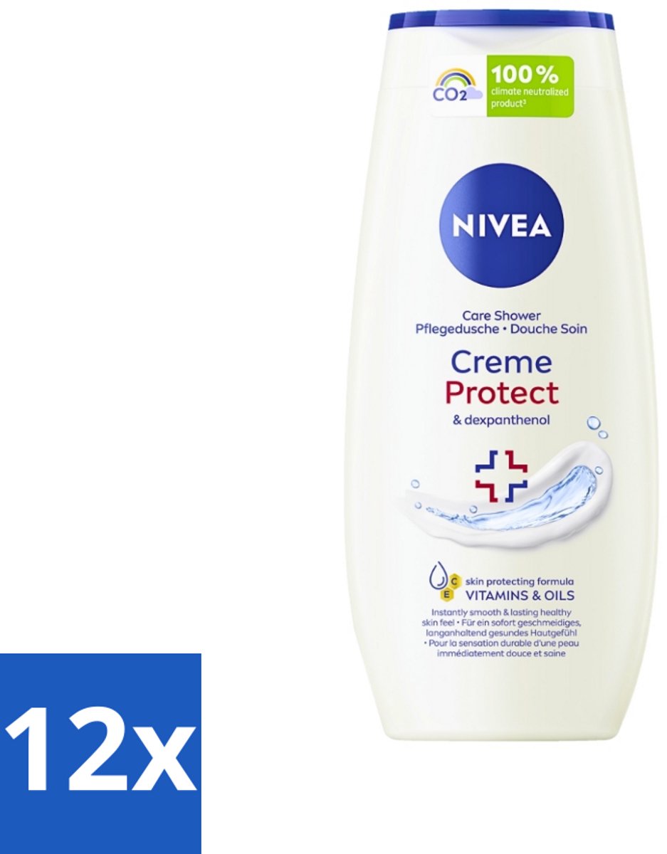 12 x Nivea - Douchegel - Crème Protect & Dexpantenol - Unieke Nivea Crème Geur - 250 ml - Douchegel - Huidverzorging - Vitamine C - Vitamine E - Dexpanthenol