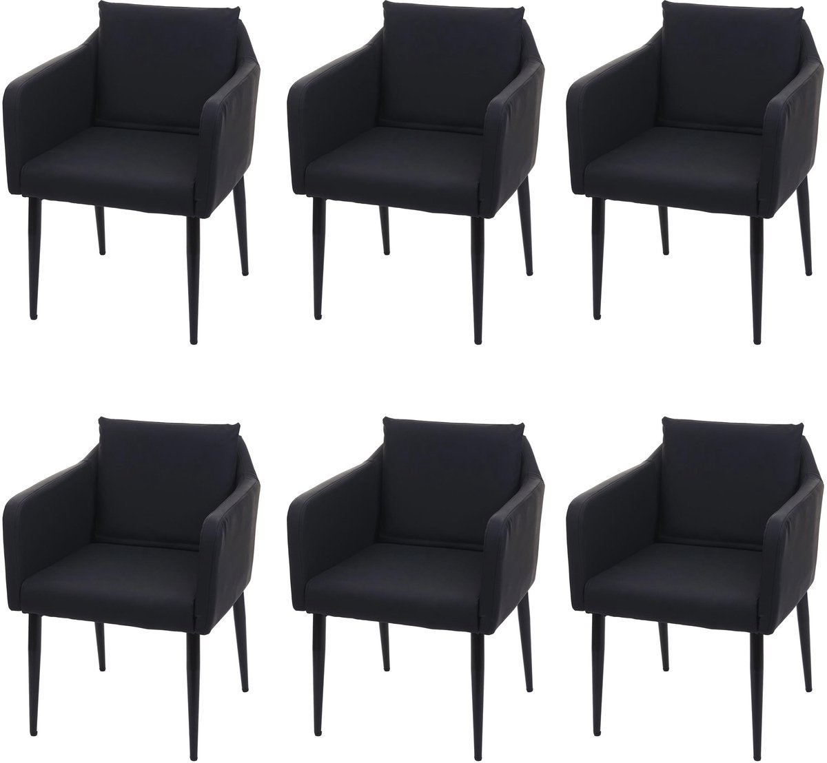 MCW Set van 6 eetkamerstoelen MCW-H93, keukenstoel fauteuil stoel ~ kunstleer zwart