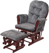 Relaxfauteuil MCW-C76, schommelstoel met hocker stof chenille (465g/m²) Oeko-Tex ~ donkergrijs, donker frame