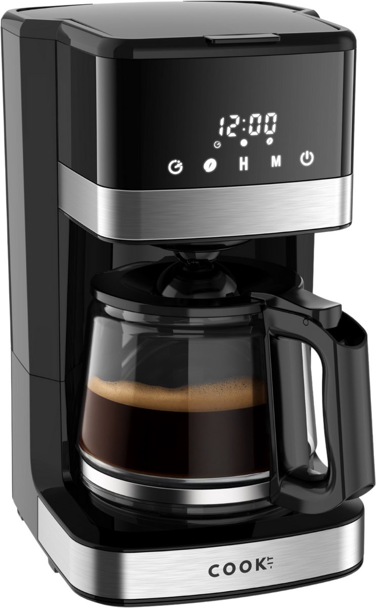 COOK-IT Digitaal Koffiezetapparaat Filterkoffie - Coffee Machine - 1.5L Glazen Kan - RvS
