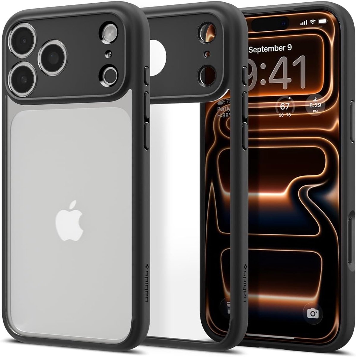 Spigen Geschikt voor Apple iPhone 17 Pro - Anti Vergeling - Ultra hybride - Back Cover Hoesje - Zwart
