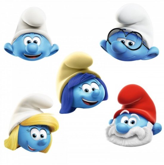 6 Smurfen Feestmaskers – Kinderfeestje – Inclusief Smurfin & Grote Smurf