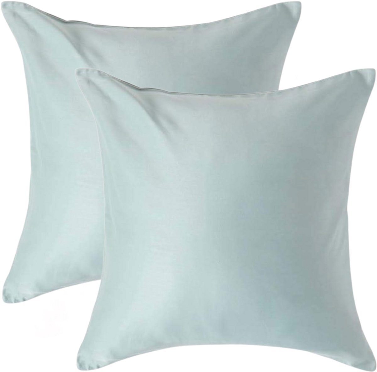 Homescapes Biologisch Kussensloop 40x40 cm – Set van 2 – Eendenei Blauw – 100% Egyptisch Katoen Satijn – Draaddichtheid 400