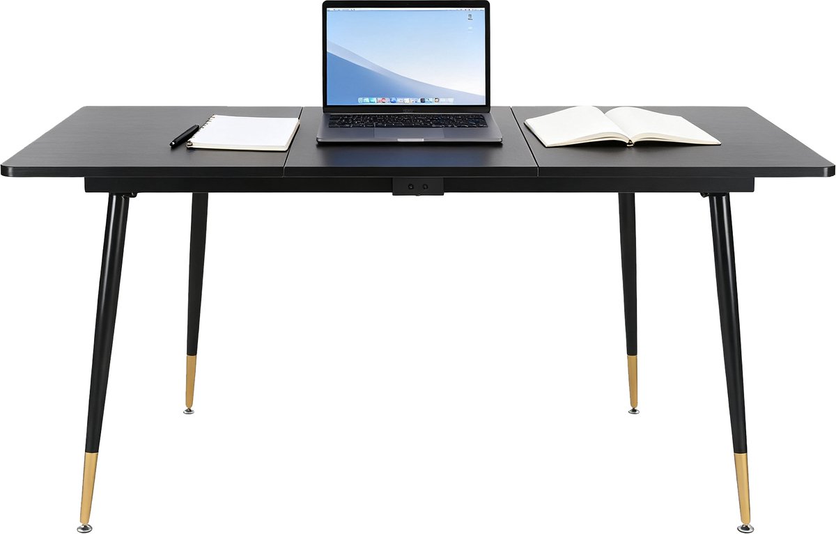 MEUBLES COSY WHALEN Bureau Uitschuifbaar – Industrieel Design,Stabiel, Uitschuifbaar – Zwart