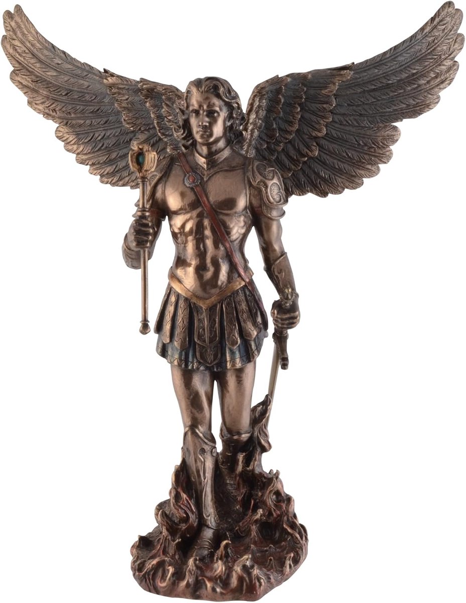 Veronese Design - Beeld/figuur - Aartsengel Sint-Michael met Scepter en Zwaard - 35cm