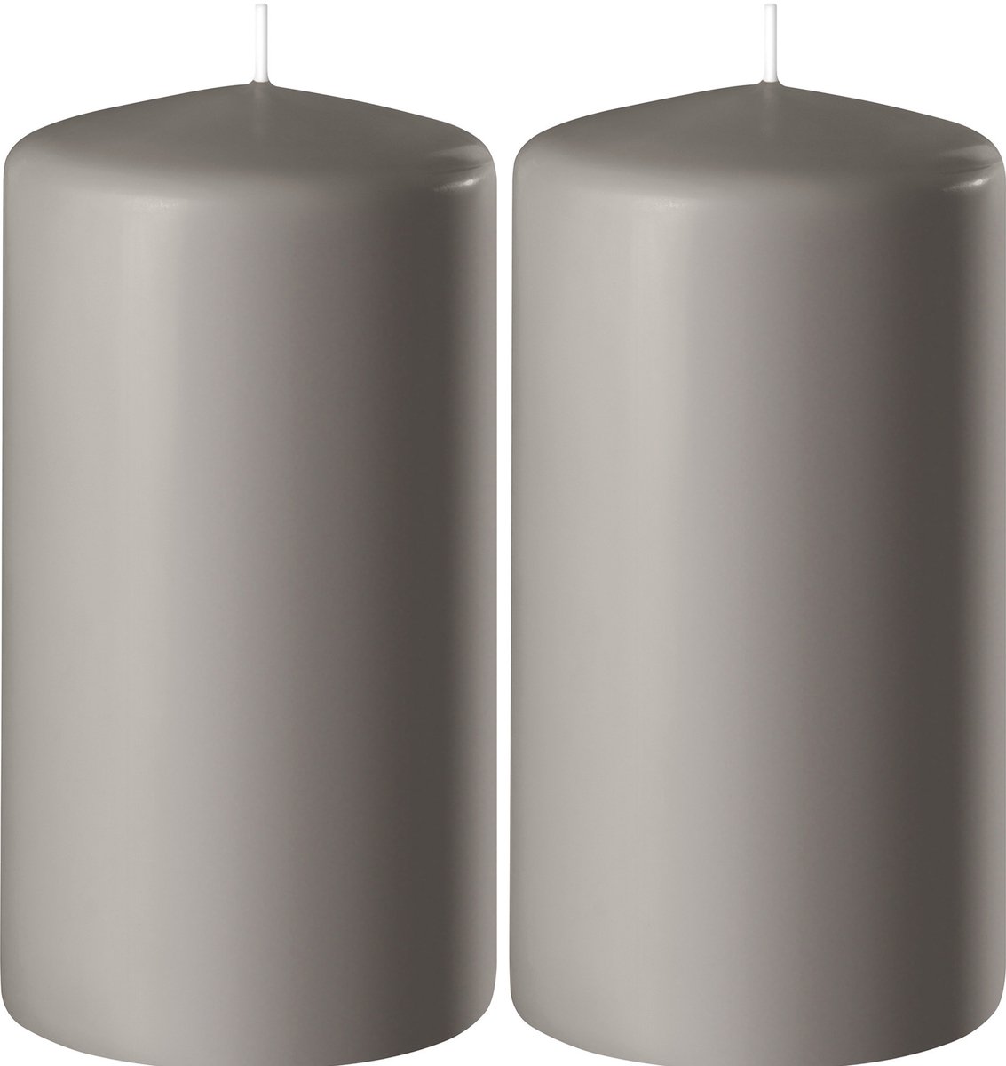 Enlightening Candles Cilinderkaars/stompkaars - 2x - zand/grijs - D6 x H10 cm - 36 branduren - Dikke kaarsen - Voor kandelaar of plateau