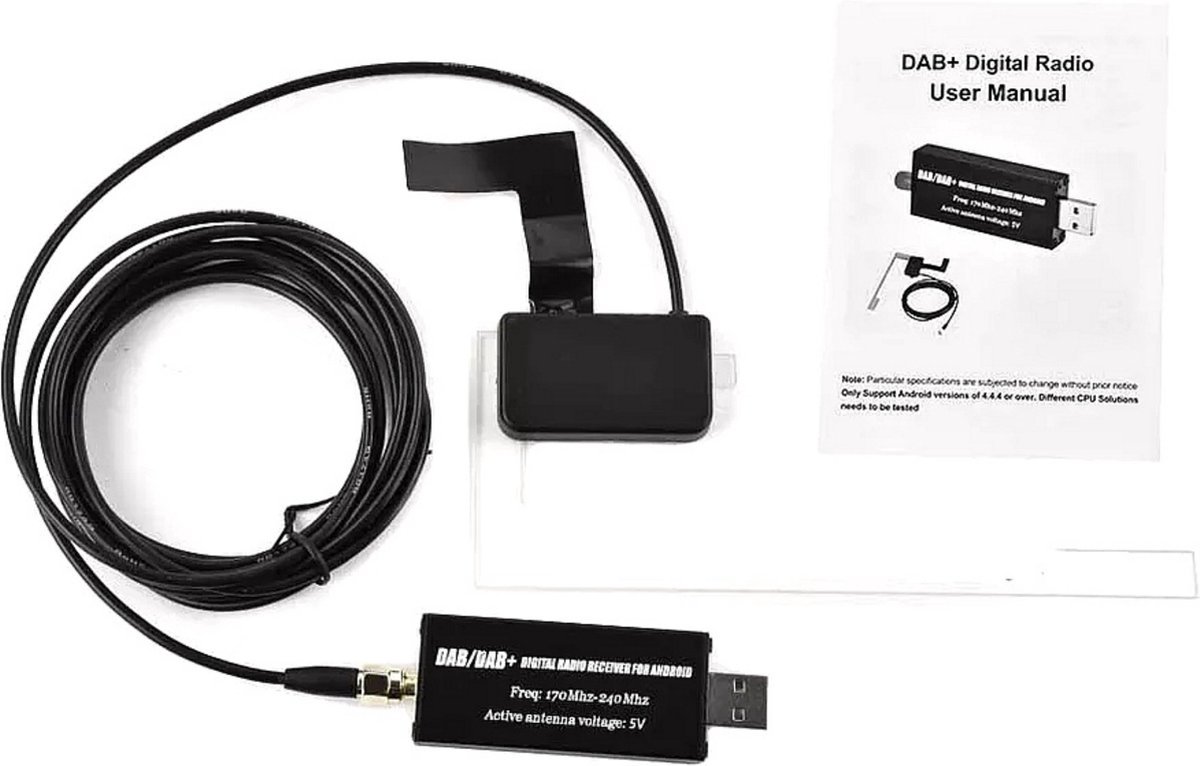 DAB+ USB Adapter voor Android Autoradio – Digitale Radio Ontvanger met Plakantenne