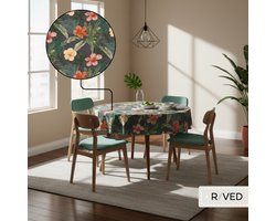 Raved Rond Tafelzeil Ø 140 cm - Jungle Geel - PVC - Afwasbaar