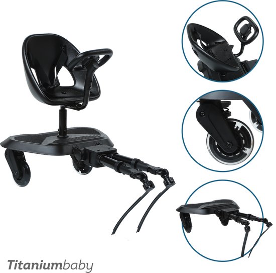 Meerijdplankje Titanium Baby Smart Joy2Ride Met Zitje All Black