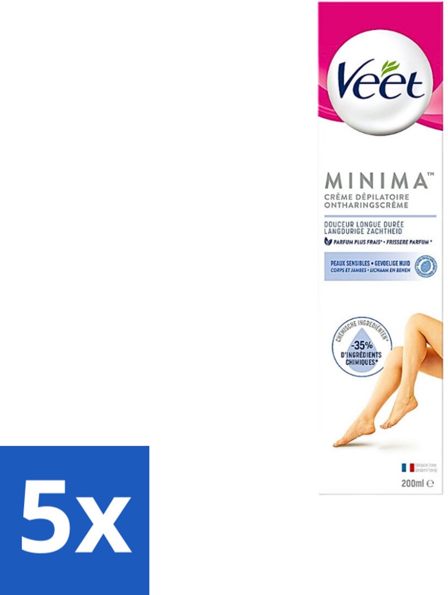 5 x Veet - Minima - Ontharingscrème - Normale Huid - 200ml - Ontharen - Ontharingscrème - Huid Verzorging - Haartjes Ontharen - Huid Zachtheid