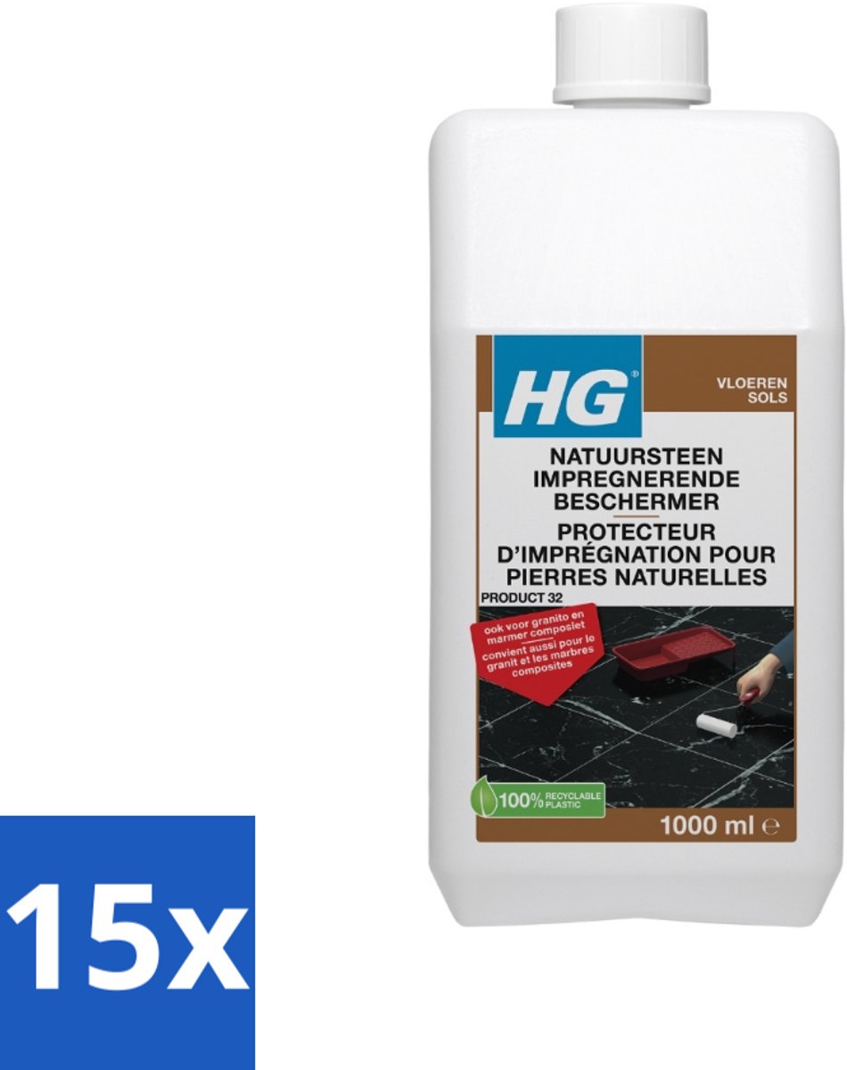 15 x HG - Natuursteen Impregnerende Beschermer - Ook Voor Granito & Marmer Composiet - 1L - Voordeelverpakking - 15 stuks