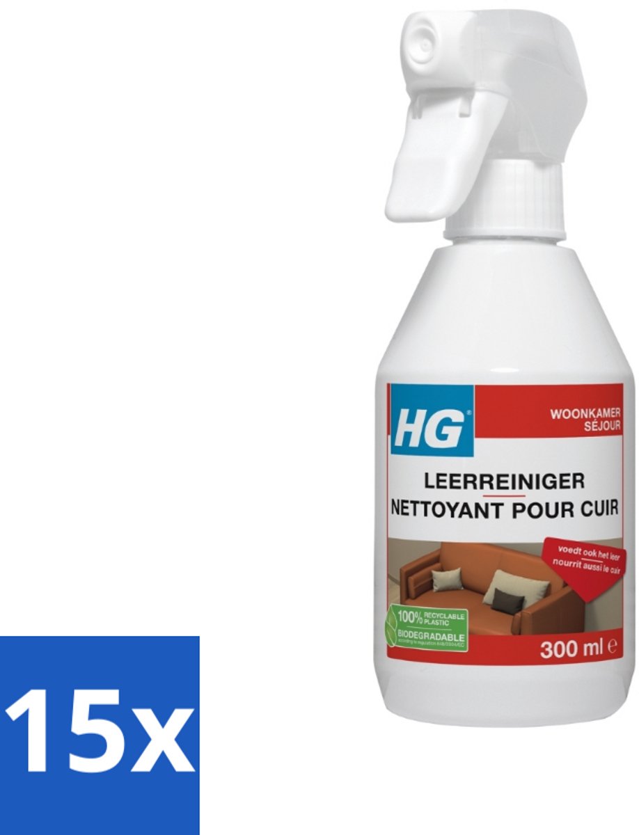 15 x HG Leerreiniger 300 ml - Leer Reinigen - Leer Voeden - Leer Verzorging - Leer Schoonmaken - Leer Behandelen