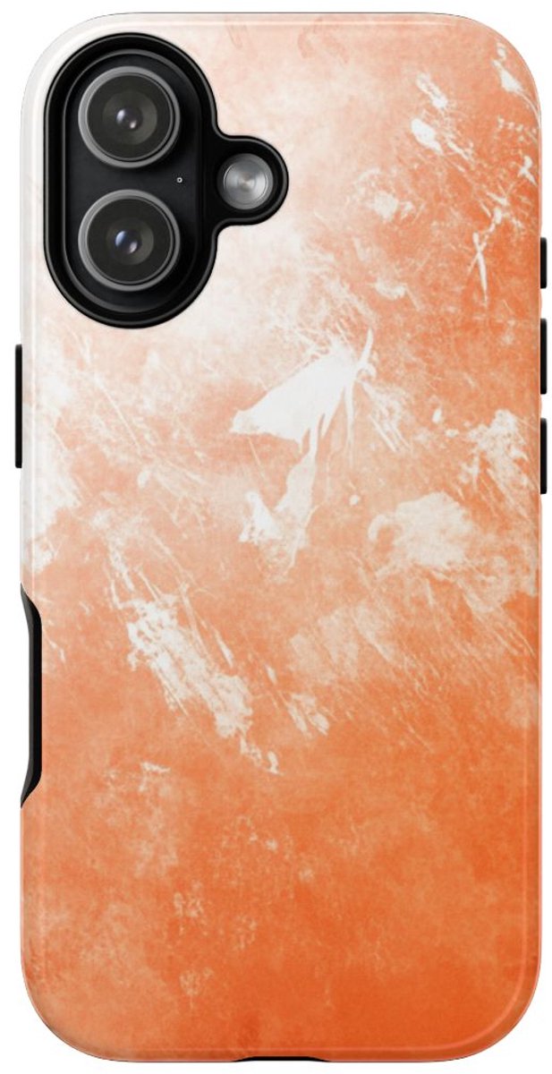 Oranje Schilderachtige Textuur – Glanzend Stevig Telefoonhoesje Geschikt voor iPhone 17