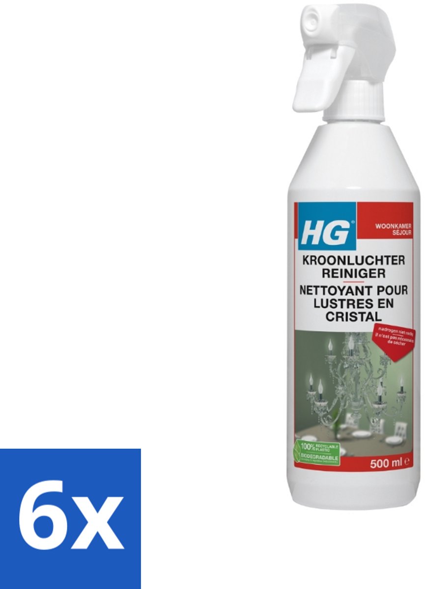 6 x HG Kroonluchtreiniger 500 ml - Kroonluchter Reiniger - Koper Reiniger - Messing Reiniger - Brons Reiniger - Schoonmaakmiddel