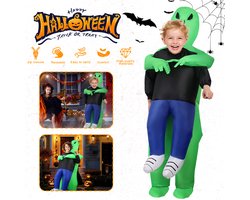 Opblaasbaar Alien Kostuum voor Kinderen - 1.7 Meter Groot - Snel Opblaasbaar met Pomp - Grappig Halloween Pak - Veilig en Waterdicht - Feestelijke Verkleding