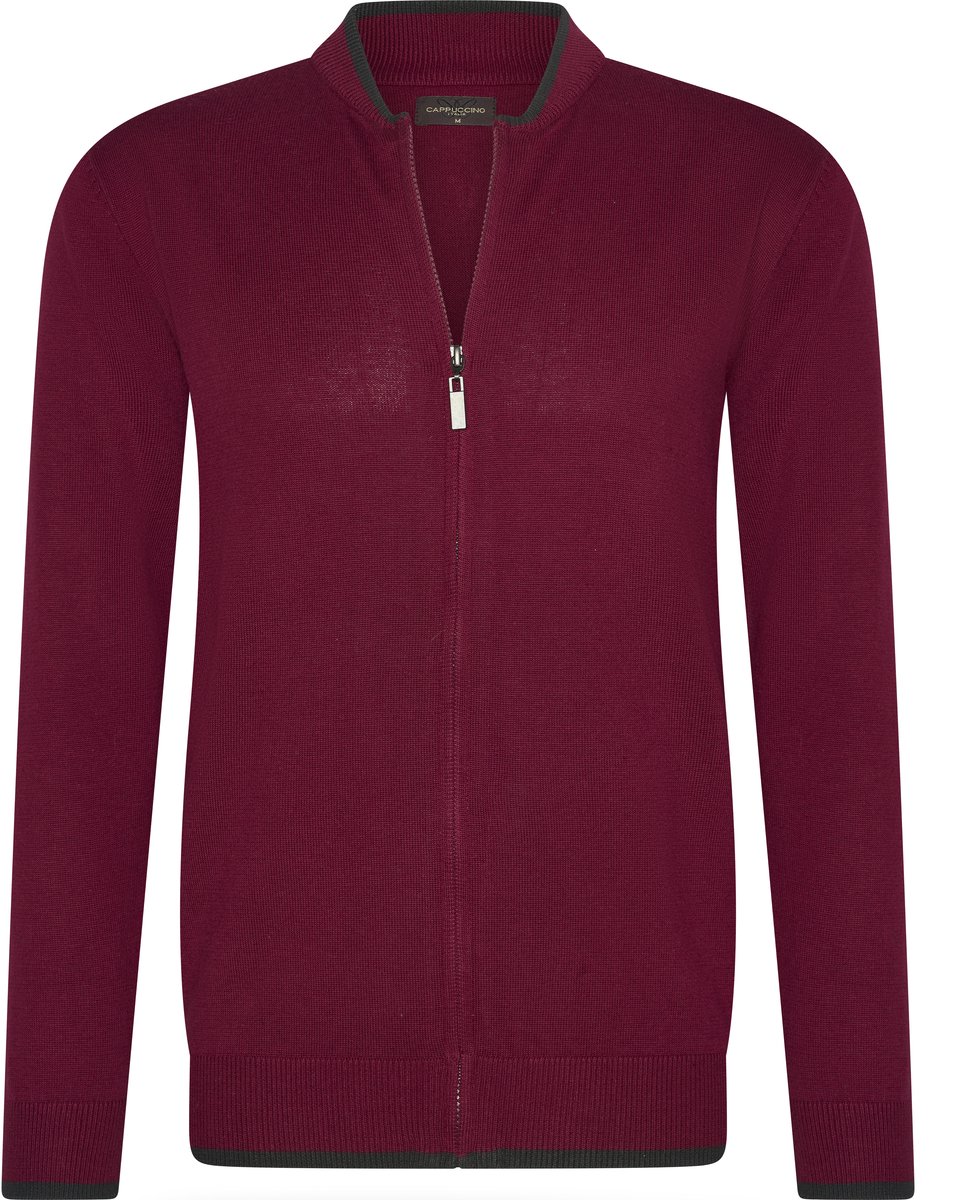 Cappuccino Italia - Heren Vest Full Zip Cardigan - Rood - Maat M